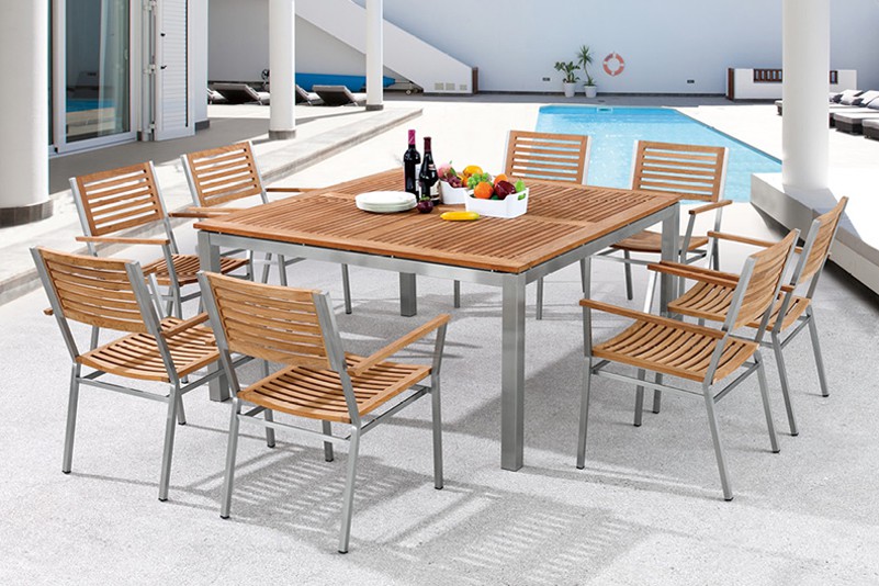 High quality garden furniture with large square table and chairs