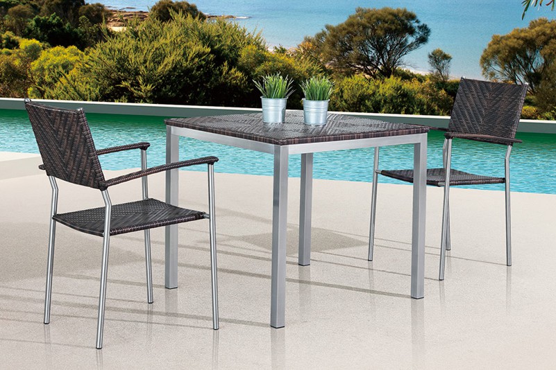 Garden stainless steel rattan table set