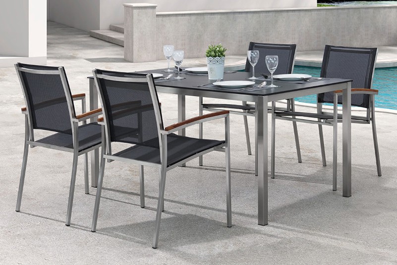 Garden stainless steel HPL table set