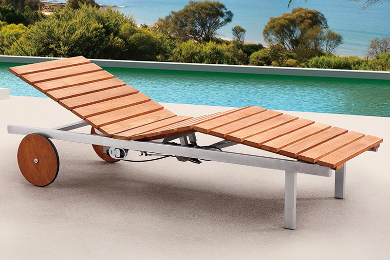 Adjustable  outdoor stainless steel  teak lounge