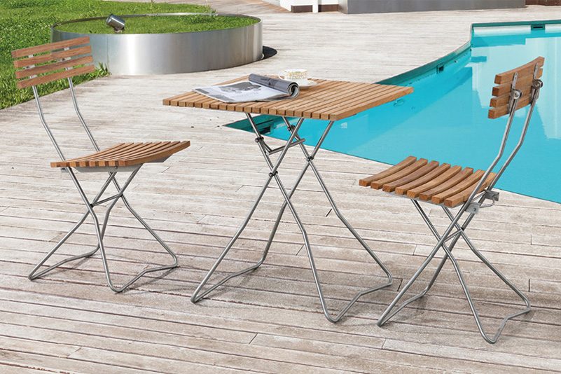 Stainless steel garden folding table set